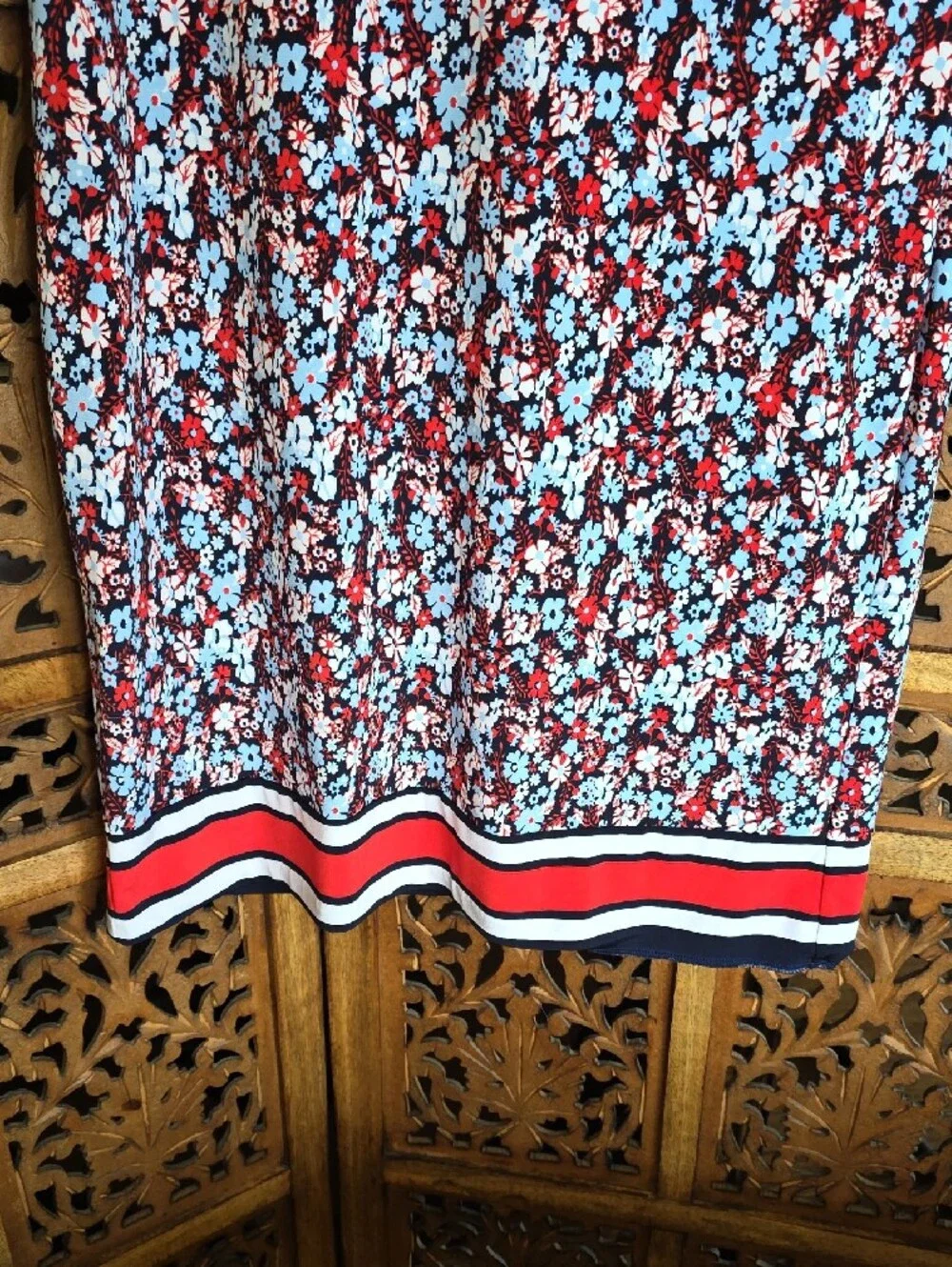 Michael Kors Navy Dress with Blue and Red Floral Print